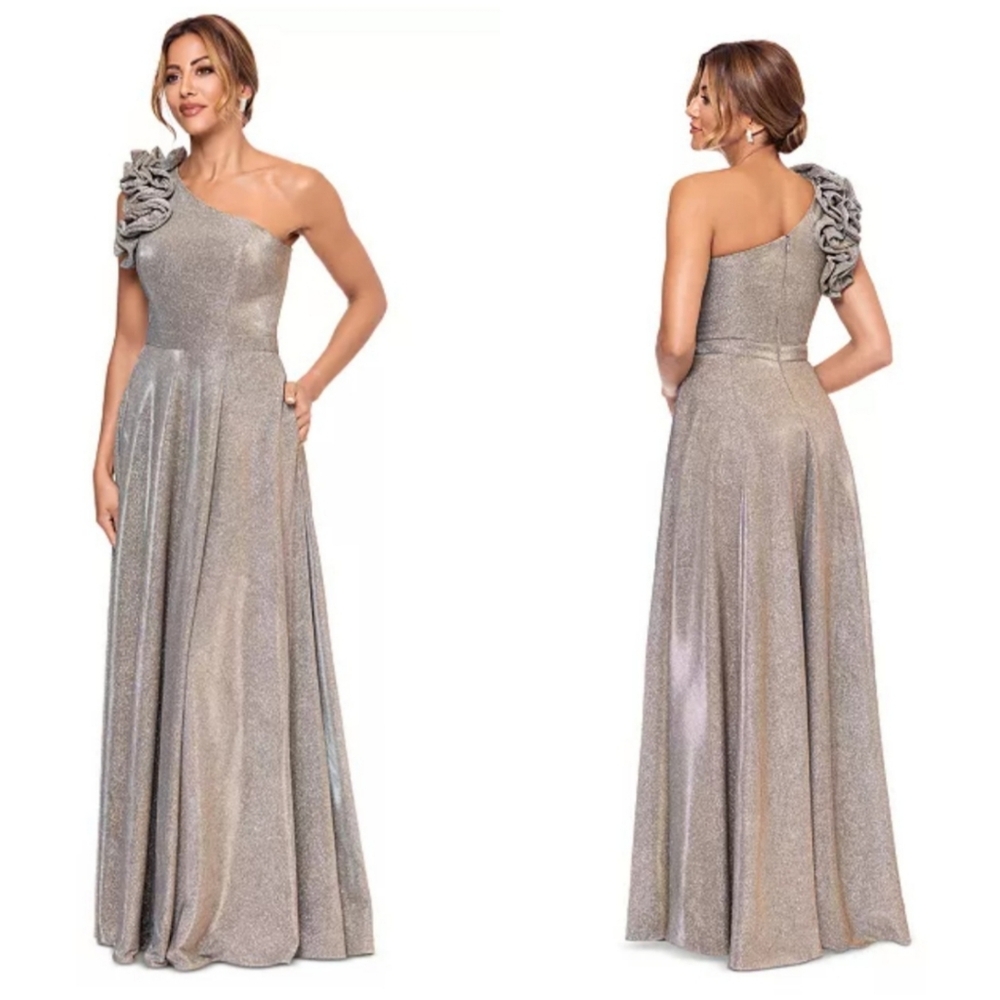 ⬇️XSCAPE Women's Embellished-One- Shoulder Glitter Ball Gown